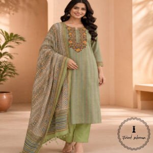 Beautiful Printed Linen with Intricate Kantha Hand Embroidery