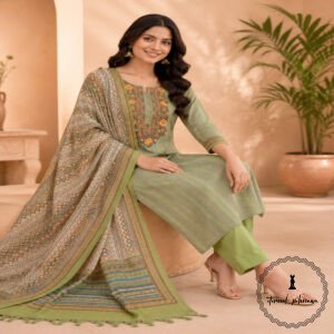 Beautiful Printed Linen with Intricate Kantha Hand Embroidery