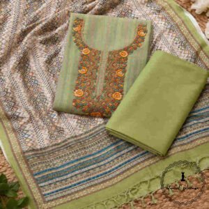 Beautiful Printed Linen with Intricate Kantha Hand Embroidery