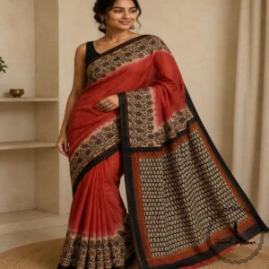 Printed Chanderi Cotton Silk Saree with Blouse