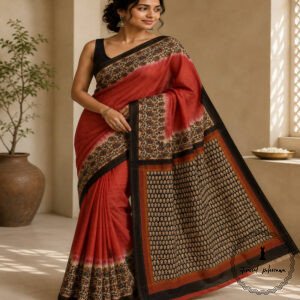 Printed Chanderi Cotton Silk Saree with Blouse