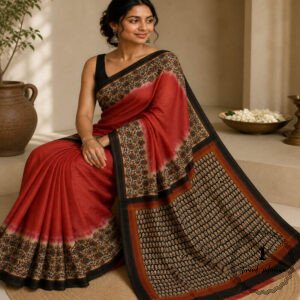 Printed Chanderi Cotton Silk Saree with Blouse