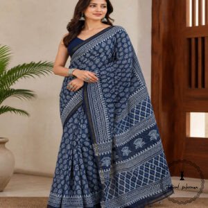 Printed Chanderi Cotton Silk Saree with Blouse