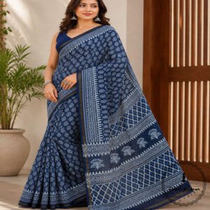 Printed Chanderi Cotton Silk Saree with Blouse