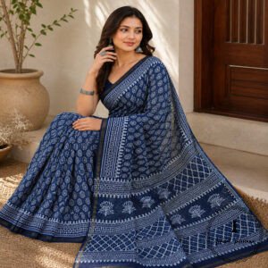 Printed Chanderi Cotton Silk Saree with Blouse