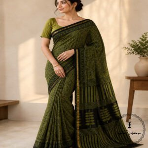 Printed Chanderi Cotton Silk Saree with Blouse