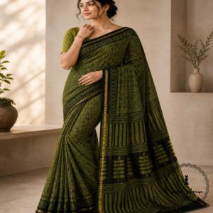 Printed Chanderi Cotton Silk Saree with Blouse