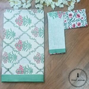 Cotton Hand Block Printed Double Bed Bedsheet