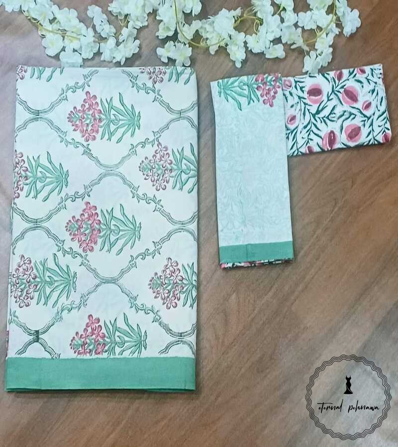 1 Cotton Hand Block Printed Double Bed Bedsheet