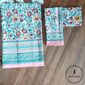 Cotton Hand Block Printed Double Bed Bedsheet