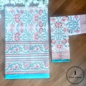 Cotton Hand Block Printed Double Bed Bedsheet