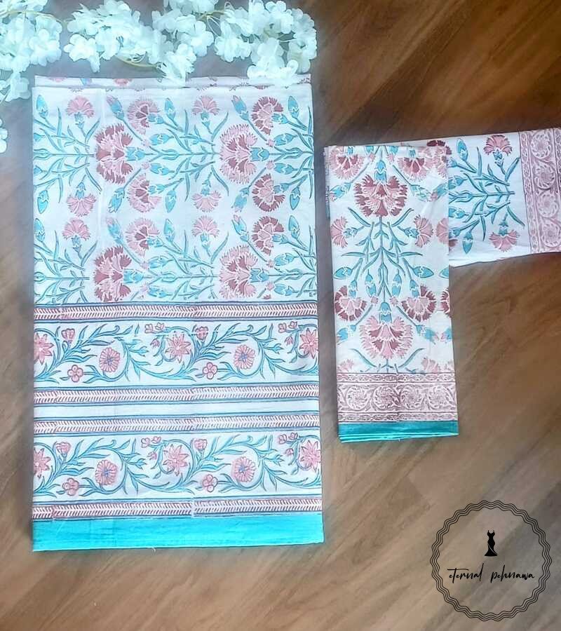 BD3 Cotton Hand Block Printed Double Bed Bedsheet
