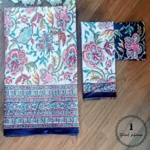 Cotton Hand Block Printed Double Bed Bedsheet