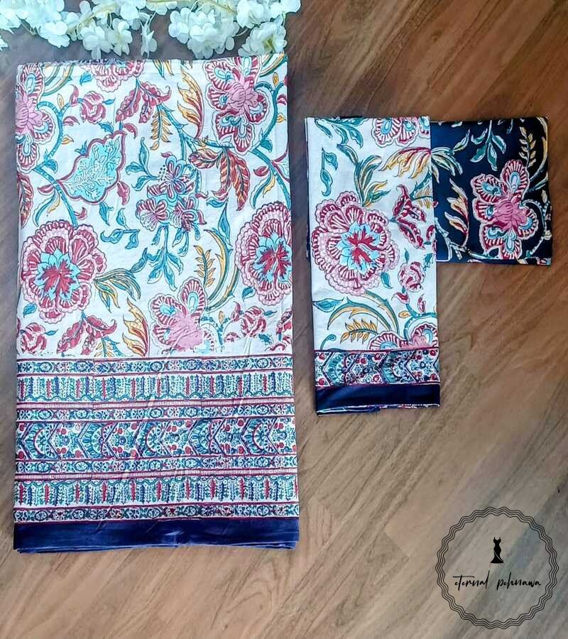 BD4 Cotton Hand Block Printed Double Bed Bedsheet