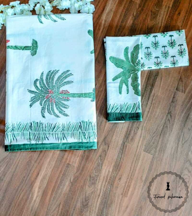 BD5 Cotton Hand Block Printed Double Bed Bedsheet