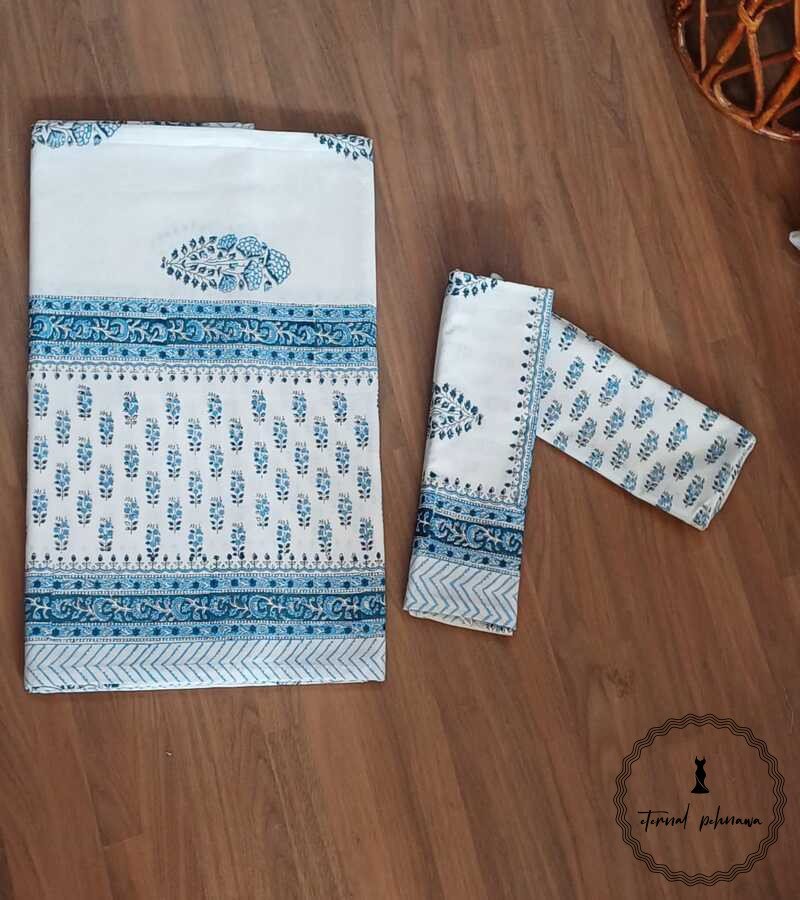 WW Cotton Hand Block Printed Double Bed Bedsheet