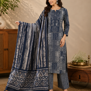 Beautiful Printed Cotton Embroidered Dress Material