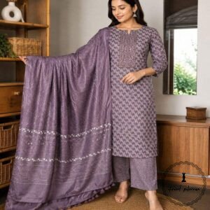 Beautiful Printed Cotton Embroidered Dress Material
