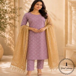 Exclusive Hand Block Printed Cotton Suits With Organza Dupatta