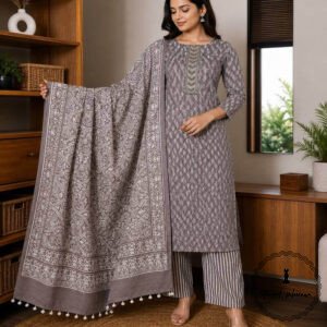 Beautiful Printed Cotton Embroidered Dress Material
