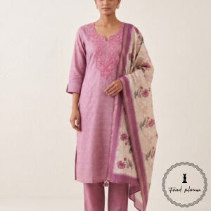 Beautiful Munga Silk Dress Material With Kantha Hand Embroidery