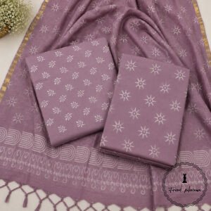 Exclusive Hand Block Printed Cotton Suits With Organza Dupatta
