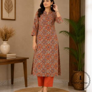 Ajrakh Cotton Fabric For Kurta
