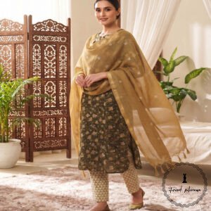 Exclusive Hand Block Printed Cotton Suits With Organza Dupatta