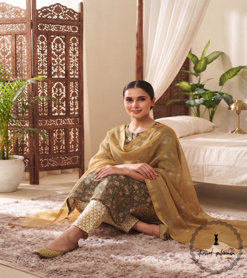 3.3 Exclusive Hand Block Printed Cotton Suits With Organza Dupatta