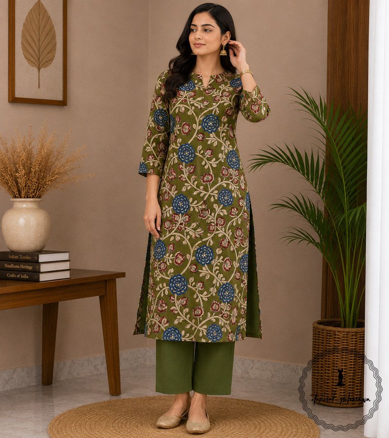 31.2 Traditional Kalamkari Handloom Kurta Fabric