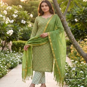 Exclusive Hand block Printed Cotton Suits with Cotton Dupatta
