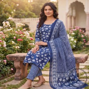 Exclusive Hand block Printed Cotton Suits with Cotton Dupatta