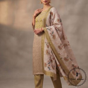 Beautiful Munga Silk Dress Material With Kantha Hand Embroidery