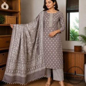 Beautiful Printed Cotton Embroidered Dress Material