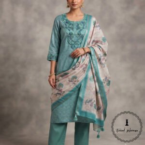 Beautiful Printed Linen with Intricate Kantha Hand Embroidery