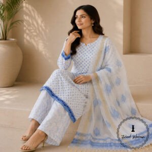 Exclusive Hand block Printed Cotton Suits with Cotton Dupatta