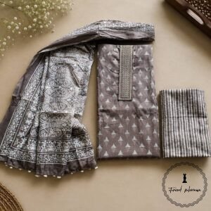 Beautiful Printed Cotton Embroidered Dress Material