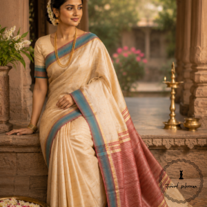 Pure Tussar Silk Designer Saree from Waraseoni, Madhya Pradesh