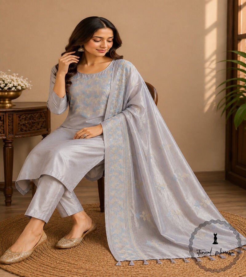 G Katan Silk Embroidery Suit from Bhagalpur With Luxurious Feel