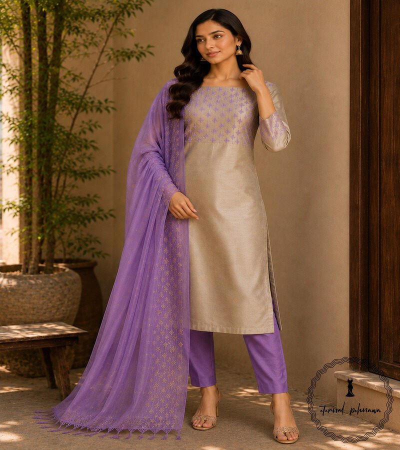 Purple2 Katan SIlk Suit