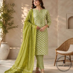 Beautiful Printed Cotton Embroidered Dress Material