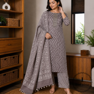 Beautiful Printed Cotton Embroidered Dress Material