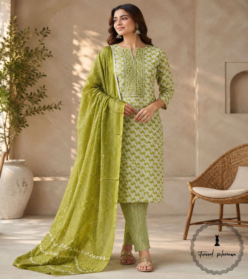 a Beautiful Printed Cotton Embroidered Dress Material