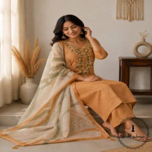 Linen printed with intricate Kantha handwork