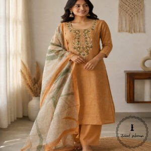 Linen printed with intricate Kantha handwork