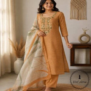 Linen printed with intricate Kantha handwork