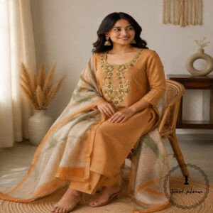 Linen printed with intricate Kantha handwork