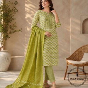 Beautiful Printed Cotton Embroidered Dress Material