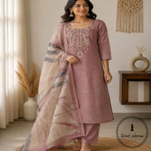 Linen printed with intricate Kantha handwork
