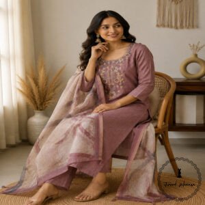 Linen printed with intricate Kantha handwork